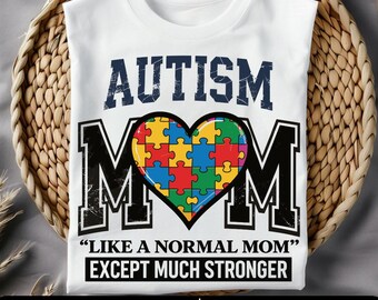 Autism Mom Heart PNG Svg: Varsity Heart Sublimation Design (Digital Download)
