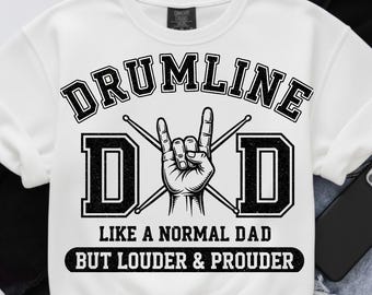 Drumline Dad PNG SVG, Distressed Varsity Design (Digital Download)