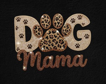 Dog Mama rhinestone crystal Png, Latch Hook Dog Mama, Dog Lover Latch Hook Png, Mother's Day, crystal Mom Leopard Png Files for Cricut