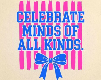 Striped Autism Awareness Collage PNG, Neurodivergent Png, Celebrate Minds of All Kinds Shirt Design, Sublimation Design for Autism Mom Png