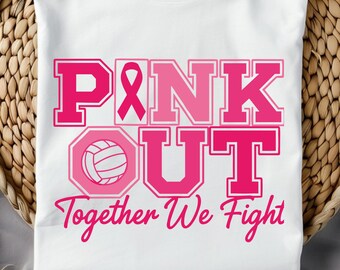 Pink Out Volleyball Breast Cancer Awareness SVG PNG (Digital Download)
