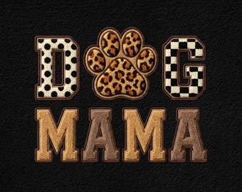 Dog Mama Faux Yarn Crochet PNG: Faux Yarn Mom Leopard Png, Dog Mom png (Design Sublimation)