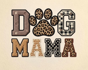 Dog Mama Faux Yarn Crochet Png, Latch Hook Yarn Crochet Dog Mama, Dog Lover Latch Hook Png, Retro Mother's Day, Faux Yarn Mom Leopard Png