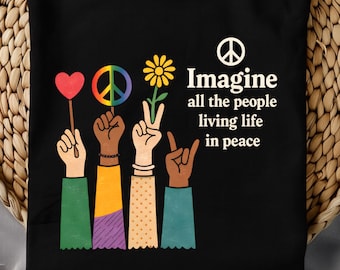 Imagine All The People Living Life In Peace Png, Hippie Retro Equality , Beatles John Lennon Hippie PNG Files for Cricut
