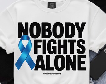 Diabetes Awareness Png, Family Matching, Blue Ribbon (Digital Download)