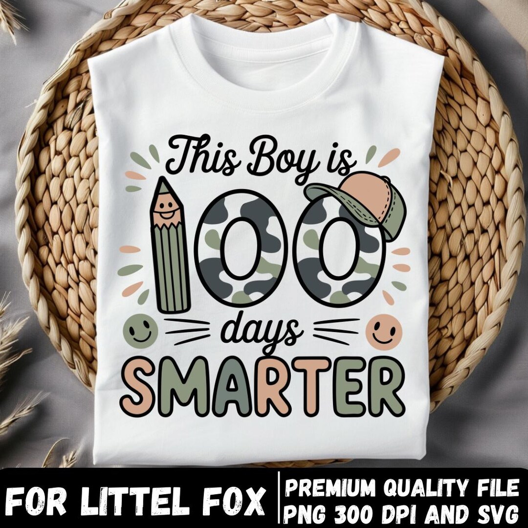 100 Days of School Camo Png Svg,100 Days Smarter Png Camo Cap Boy ...