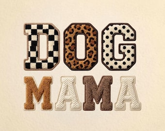 Dog Mama Faux Yarn Crochet Png, Latch Hook Yarn Crochet Dog Mama, Dog Lover Latch Hook Png, Retro Mother's Day, Faux Yarn Mom Leopard Png