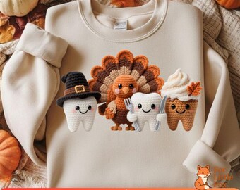 Faux Yarn Dentist Turkey PNG, Thanksgiving Tooth Squad, Funny Thanksgiving Teeth Png, Dental Hygiene Png, Dental Squad Gift, Holiday Gift