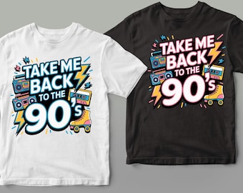 Retro 90s PNG: Cassette, Boombox Sublimation Design (Digital Download)