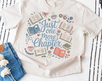 Just One More Chapter Book Lover Design png, boeken en koffie-T-shirt png (digitale download)