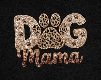 Dog Mama Rhinestone Leopard PNG: Faux Yarn Mom Sublimation Design (Digital Download)