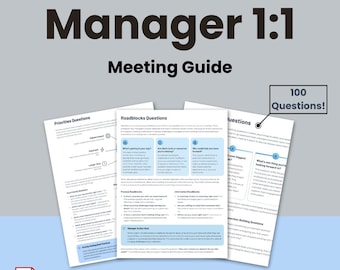 Manager 1:1 Question Bank – One-on-One Meeting Prompts, Agenda and Coaching Questions, Leadership Toolkit, Printable PDF, Digital Download
