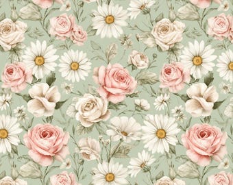 Retro Wildflower Floral fabric,Cotton Quilting Sewing Vintage Flower Fabric,Fabric By Half Yard