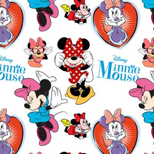 Disney Minnie Mouse fabric,Cotton Quilting Sewing Minnie Mouse Fabric,Fabric By Half Yard