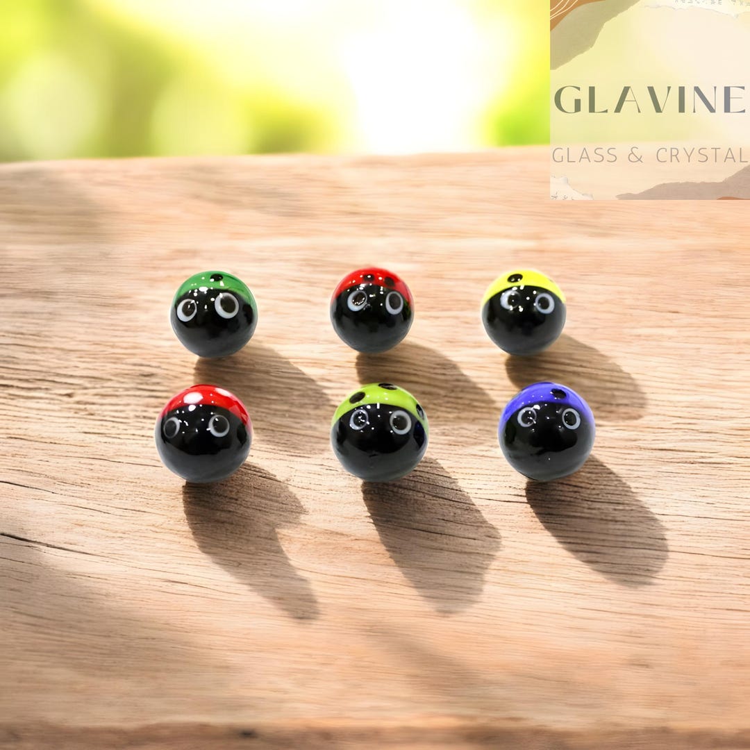 K9 Crystal Glass Ladybug Marbles, Spring Decor, Set of 6 - Etsy