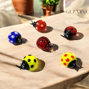Mini Glass Ladybug Ornaments, Cute Crystal Insect Paperweight Ornaments, Unique Home Office Decor, Gardener Gift for Her, Glass Bug Decor