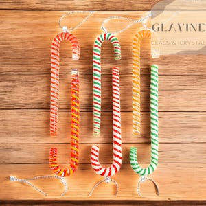Kleurrijke glazen kerstversieringen van snoepriet, feestelijk kristaldecor (set van 6)
