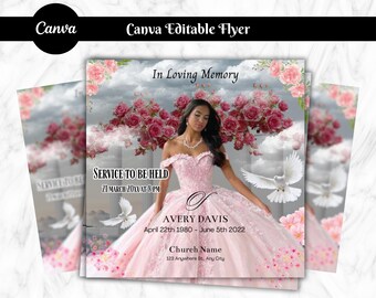 Memorial Funeral Announcement Flyer | Women Memorial Flyer | Funeral Program | Rest In Peace Flyer, Celebration of Life Flyer, Funeral flyer