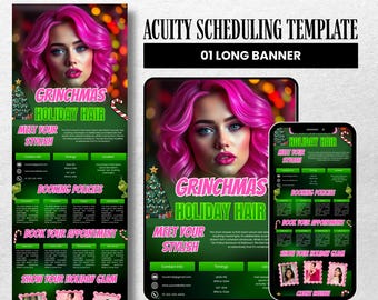 Christmas Editable Acuity Template, Hair Stylist Acuity Scheduling Template, Hair Stylist Branding, Hair Stylist Website, Canva Templates