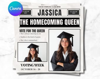 Homecoming Queen Flyer, Homecoming Flyer, Homecoming Campaign Flyer, HOCO Flyer, ote for me, Prom Flyer, Prom Queen Flyer, Canva Editable