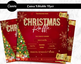 Christmas Raffle Flyer, Christmas Flyer, DIY Flyer Design Template, Giveaway Flyer, Social Media Flyer, Premade Business Flyer