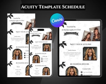Acuity Scheduling Template Hair, Hair Stylist Website, Hair Stylist Acuity Scheduling Template, Hair Stylist Branding, Dark Canva Template