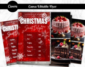 Christmas Bake Sale Flyer, Bakery Flyer, Sweet Treats Flyer, Christmas Dessert Flyer, Bake Shop Flyer, Pastry Flyer, Cake Flyer