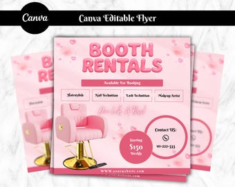 Salon Booth Rentals Flyer, Esthetician Flyer, Beautician Flyer, Chair Rental Flyer, Booth Rental Instagram Template, DIY Canva Flyer