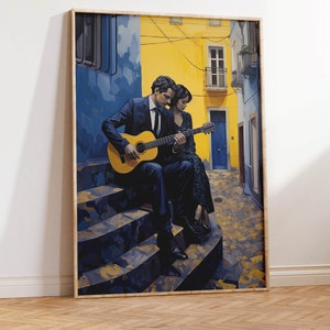 Fado Music Art Print | Lisboa Painting | Lisbon Portugal Wall Art | Abstract Guitar Print | High-Quality Downloadable PRINTABLE Digital Art