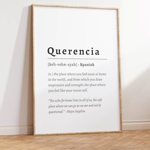 Querencia Typography Poster | Spanish Inspirational Quote Print | Authenticity Wall Decor | Home Printable Download | Word Definition Art