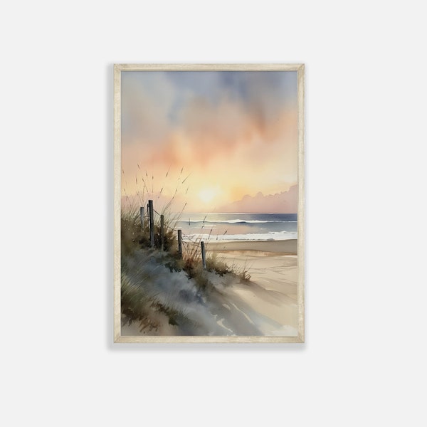 Outer Banks Art Print | Beach Watercolor Illustration | OBX Ocean Wall Decor | High-Quality Downloadable PRINTABLE Art Print for Download