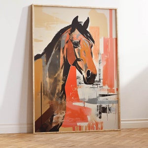 Horse Portrait Art Print | Bay Thoroughbred Painting | Equestrian Wall Decor | High-Quality Downloadable PRINTABLE Art Print for Download