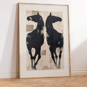 Large Scale Horse Art | Modern Horse Painting | Neutral Equestrian Block Art | Abstract Horse Art Print | Modernist Boho Horse Download