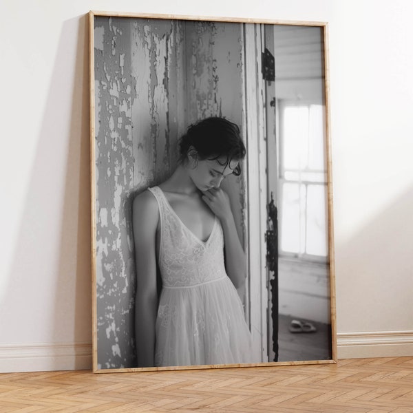 Vintage Ballerina Photograph | Antique Black and White Dancer Art Print | Monochrome Large Scale Fashion Art | Old 35mm Dancing Girl Photo