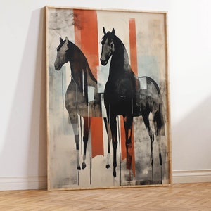 Paard afdrukken | Moderne kunst paard schilderij | Hedendaagse paardensport wanddecoratie | Hoogwaardige downloadbare afdrukbare kunstafdruk om te downloaden