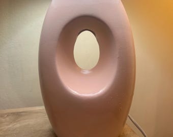 Lámpara ovalada rosa ruborizada / Lámpara de acento moderna de mediados de siglo pintada a mano