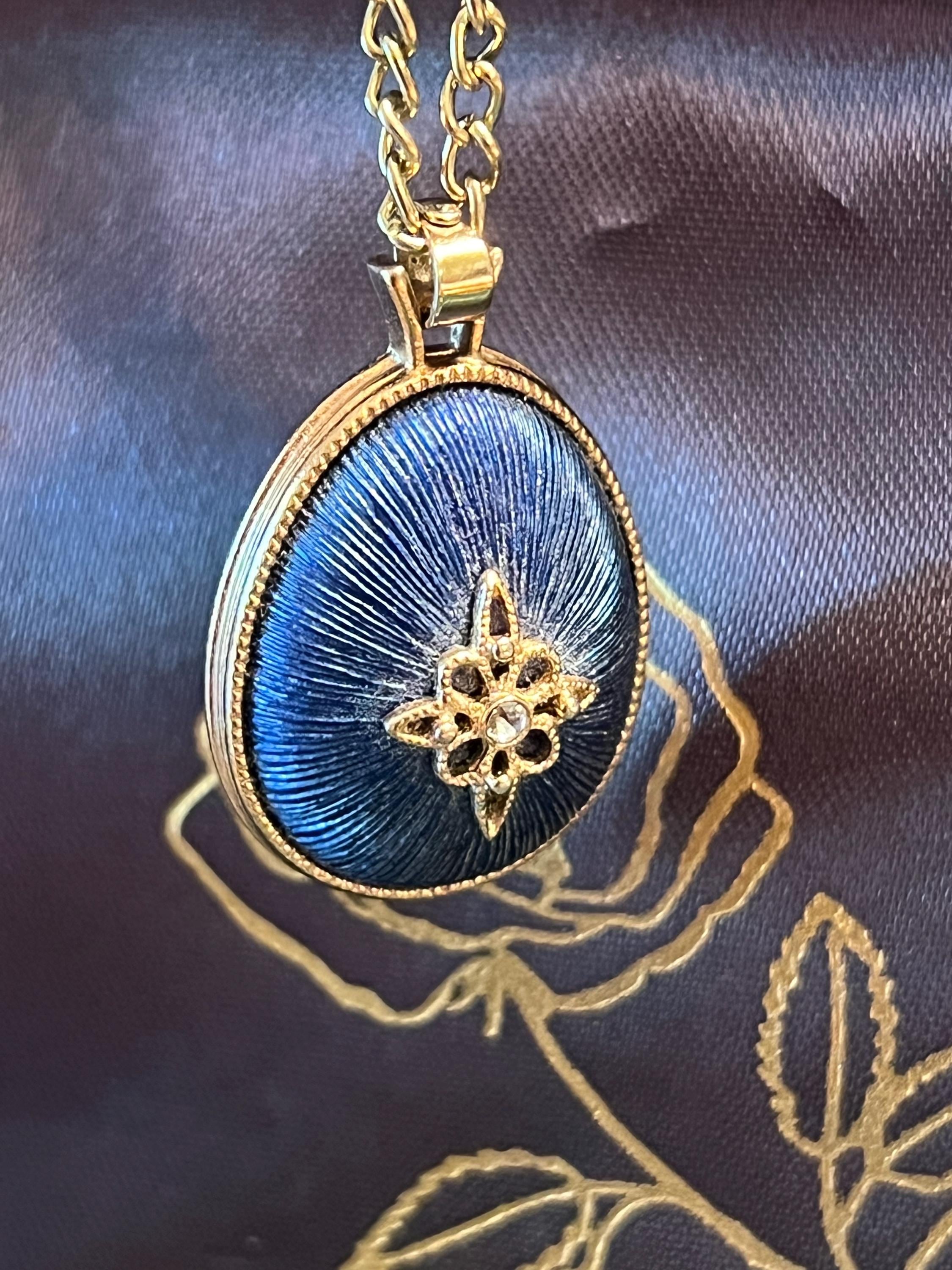 Blue Faberge Egg Pendant - Etsy