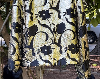 Vintage Gold Brocade Jacket | Rothschild Night Life Faux Fur Cuffs Blazer