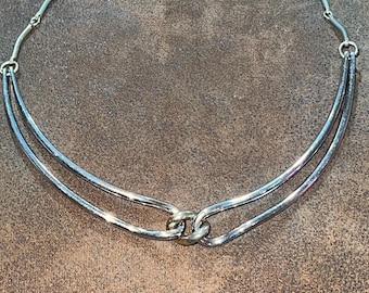 Vintage Napier Silver Tone Necklace - Modernist Knot Design