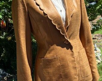 Angel Nina Vintage Structured Gold Blazer: Tailored Designer Style Power Jacket