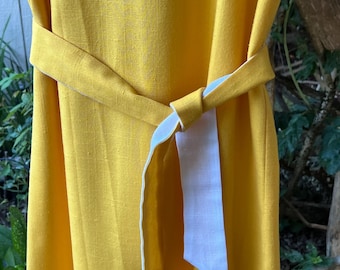 Vintage Anthony Richards Marigold Yellow Dress White Belt Made USA 1980s Resort Dress