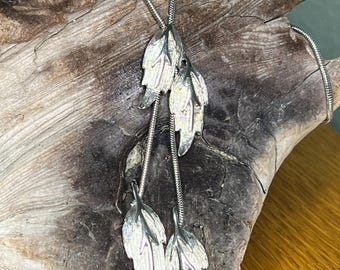 Vintage One of a kind! Artisan Silver Leaf Necklace showpiece