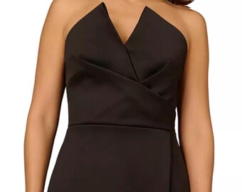 NWT Aidan Mattox Black Strapless Gown Floor Length Formal Evening Dress Sz 6