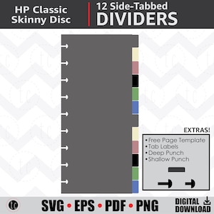 DIY 12 divisores de planejador clássicos com abas laterais e encadernados em disco fino | Guias de fichário de calendário para caderno | svg • eps • pdf • png