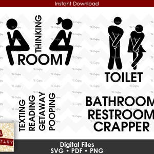 Funny Toilet Door Men Women Bathroom Restroom Signs Decal SVG Files