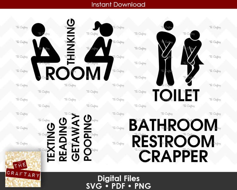 Download Funny Toilet Door Men Women Bathroom Restroom Signs Decal ...