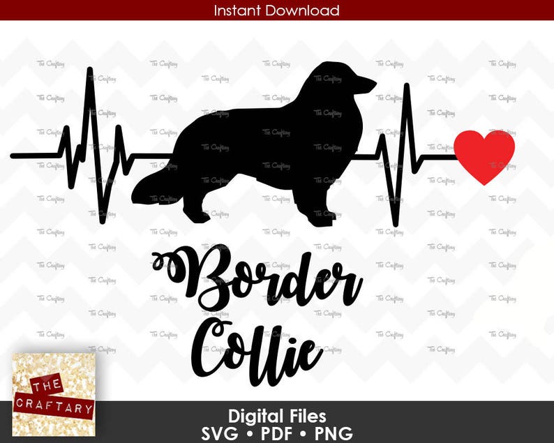 Download Border Collie Love Heart Heartbeat SVG File | Etsy