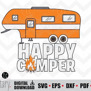 Happy Camper | 5th Wheel RV | Recreational Vehicle | Camping | svg • eps • dxf • pdf • png