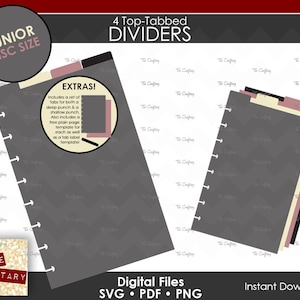 DIY 4 Top-Tabbed Junior Disc Bound Planner Dividers | Notebook Calendar Binder Tabs | SVG