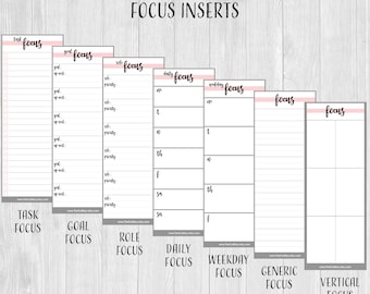 REFILLS - Planner Focus Card Insert 15 REFILLS | Planner Accessories Holder Sleeve